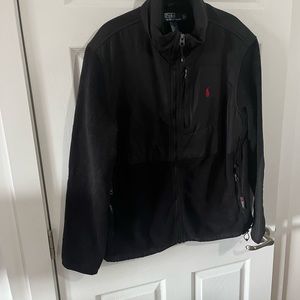 Polo Ralph Lauren men’s full zip black fleece sweater large, 25 inches armpit